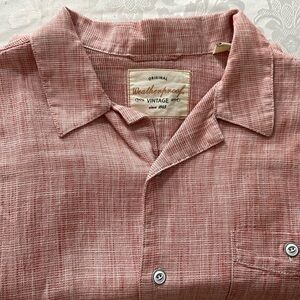 Weatherproof Vintage Shirt Mens Large Red Button Up Cotton Casual Dad